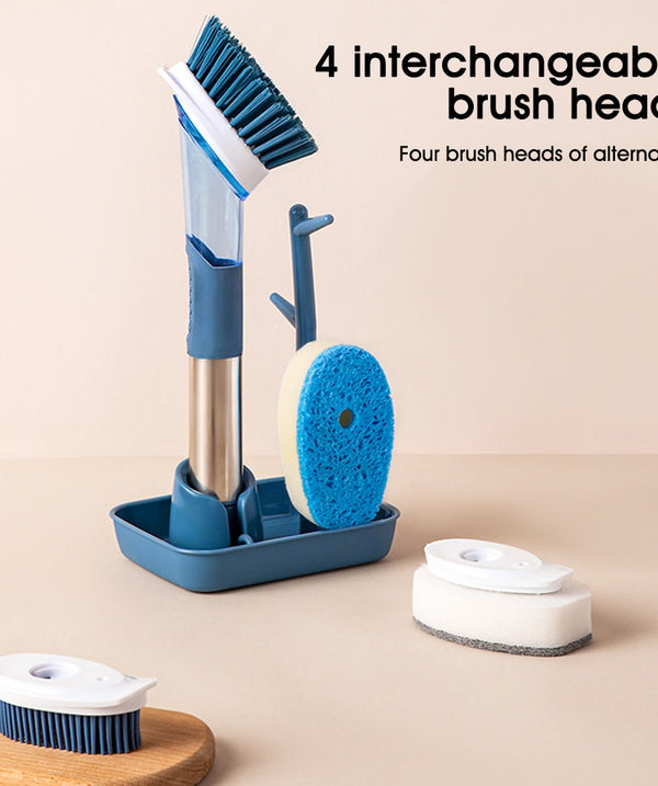 New Multifunctional Dish Brush Household Kitchen Oily Sponge Long Handle Cleaning Brush