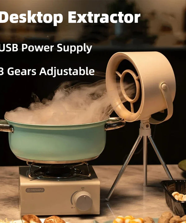 New Portable Desktop Exhaust Fan Small Kitchen Hood Extractor Barbecue USB Charging Desktop Range Hoods Mini Suction Cooker Hood Kitchen Gadgets