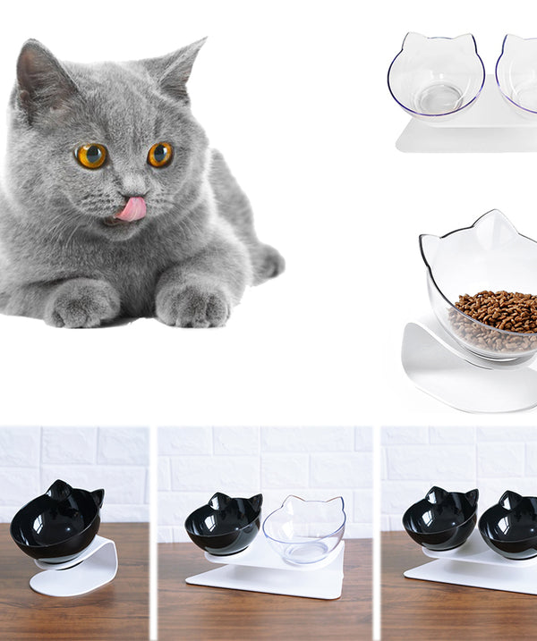 Cat Double Bowl Cat Food Bowl Protects Cervical Vertebra