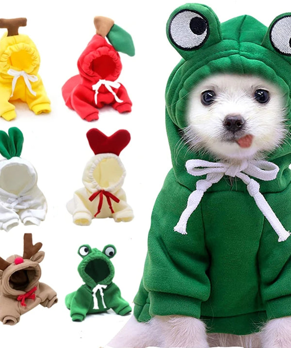 Cute Fruit Dog Clothes For Small Dogs Hoodies Winter Warm Fleece Pet Clothing Puppy Cat Costume Coat For French Chihuahua Outfit