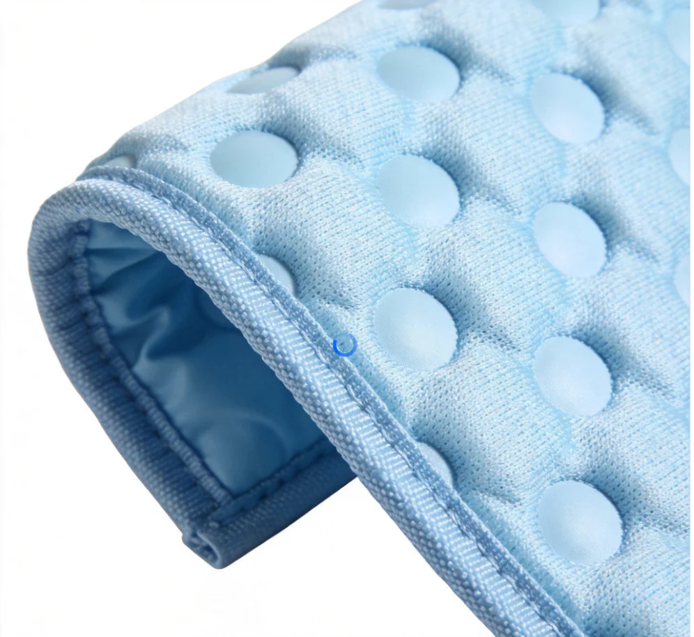 Smartrivo Ice Silk Cooling Pet Mat Blue Non-Slip Washable