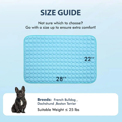 Smartrivo Ice Silk Cooling Pet Mat Blue Non-Slip Washable