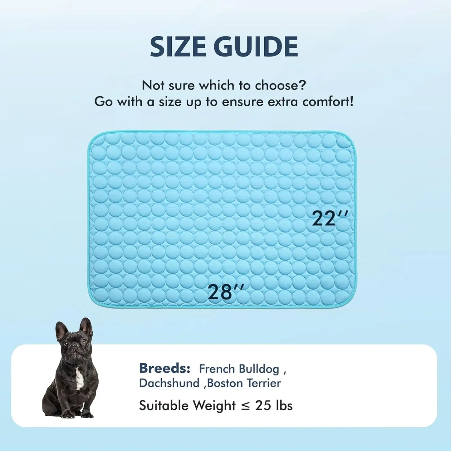 Smartrivo Ice Silk Cooling Pet Mat Blue Non-Slip Washable