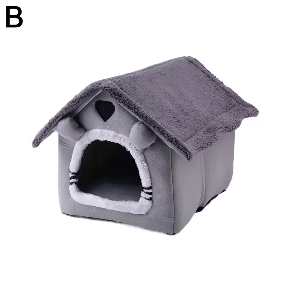 Foldable Warm Pet House Bed