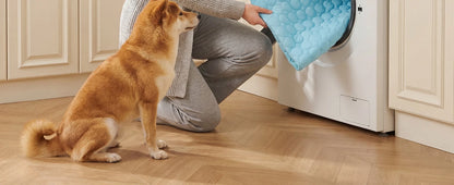 Smartrivo Ice Silk Cooling Pet Mat Blue Non-Slip Washable