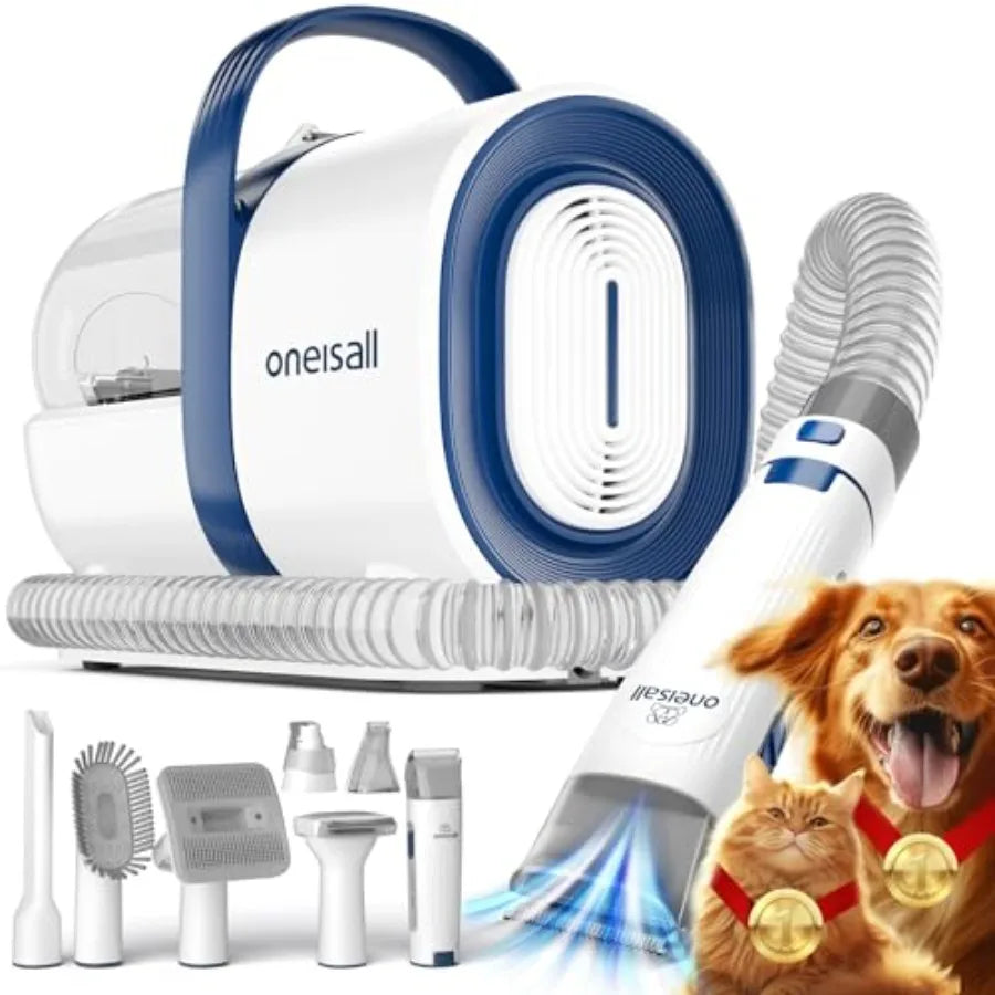 Pet Grooming Vacuum Kit – Dog Deshedding Vacuum with Clipper, Nail Grinder & 7 Tools,