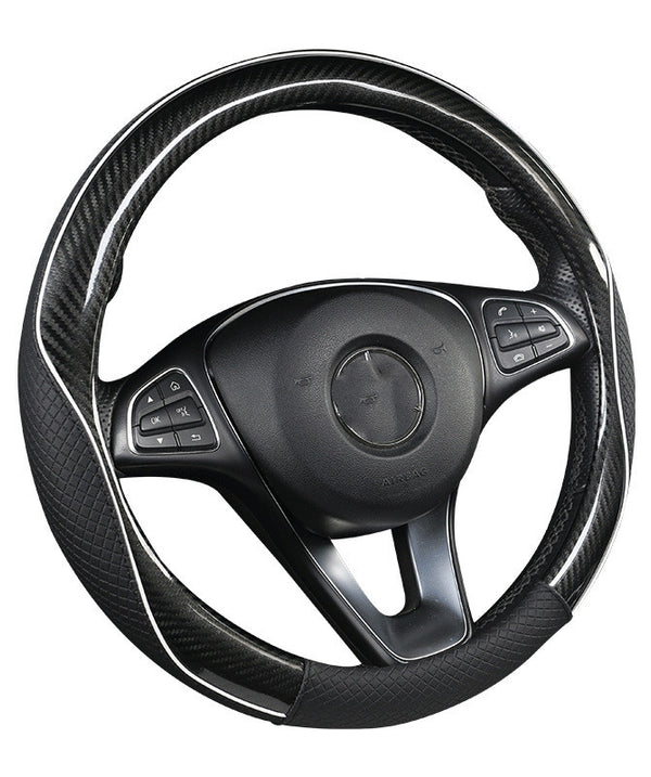Car Steering Wheel Cover Round Handle Cover Carbon Fiber Texture