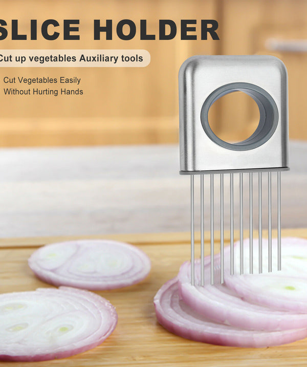 Onion Holder Slicer Vegetable Tools Tomato Cutter Stainless Steel Kitchen Gadget