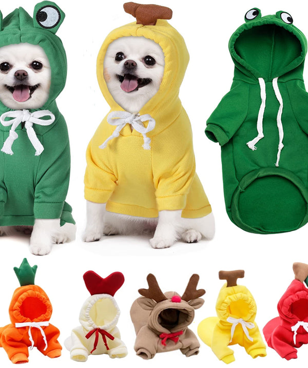 Cute Fruit Dog Clothes For Small Dogs Hoodies Winter Warm Fleece Pet Clothing Puppy Cat Costume Coat For French Chihuahua Outfit