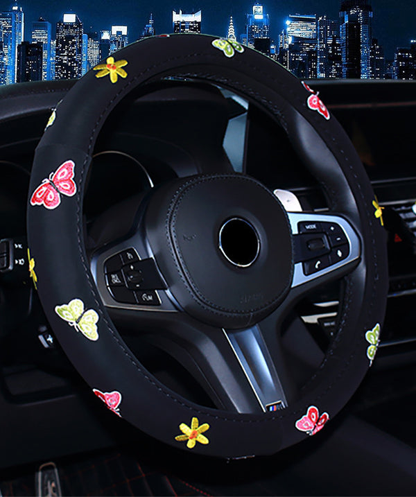 Ladies Butterfly Cherry Blossom Embroidered Car Grip