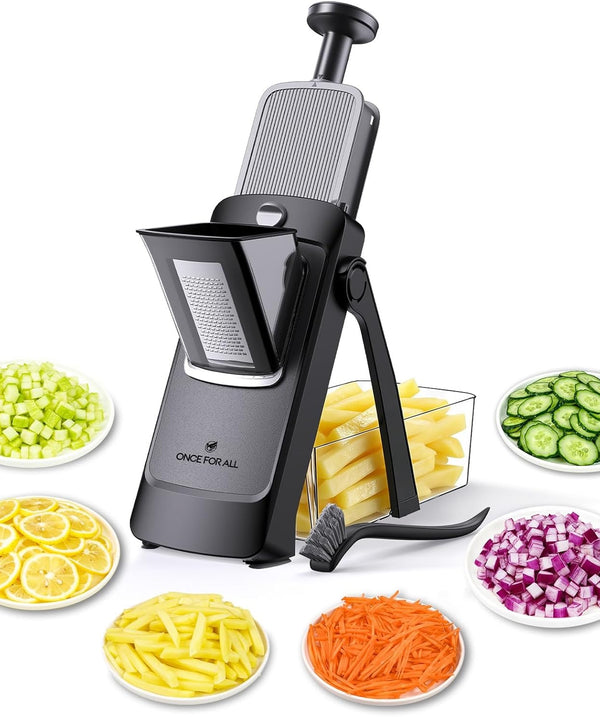 Upgrade Safe Mandoline Slicer Plus – Large Adjustable Vegetable Chopper & Potato Cutter with Detachable Blades (Sky Blue