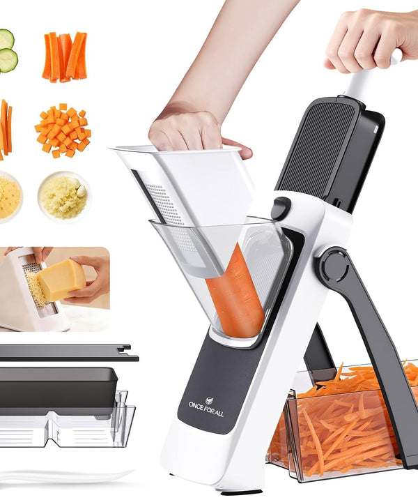 Upgrade Safe Mandoline Slicer Plus – Large Adjustable Vegetable Chopper & Potato Cutter with Detachable Blades (Sky Blue